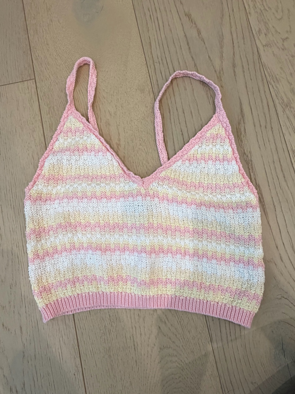 wild fable Pastel Striped Knit Crop Tank - Pink, Yellow, White